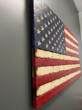 Load image into Gallery viewer, Rustic Wooden American Flag, Battle Worn and Distressed Wooden Flag, Wood Flag, American Flag, Home Decor, Office Decor, Wooden Flag
