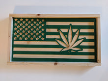 Load image into Gallery viewer, Marijuana Hemp THC CBD CNC Wood American Flag