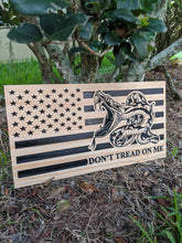 Load image into Gallery viewer, Don't Tread On Me Angry Snake Wood Flag, Don't Tread on Me, , Wood Flag, American Flag, American, Handmade, Wood Decor, Patriotic Decor