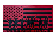 Load image into Gallery viewer, Remember Everyone Deployed Wood Flag, Wood Flag, American Flag, American, Handmade, Wood Decor, Patriotic Decor, Veteran, Veterans, RED