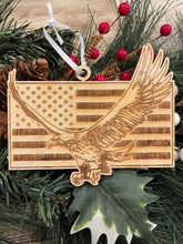 Load image into Gallery viewer, Flying Eagle American Flag Christmas Ornament, Patriotic Ornament, Christmas Ornaments, American Flag, Bald Eagle