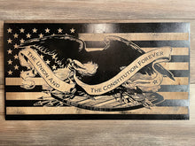 Load image into Gallery viewer, The Union and Constitution Wood Flag, Wood Flag, American Flag, Bald Eagle, Second Amendment, Wood Decor, Patriotic Decor