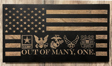 Load image into Gallery viewer, American Military Service Wood Flag, Army, Navy, USMC, Air Force, Coast Guard, Wood Flag, Patriot, American Flag, Wood Decor