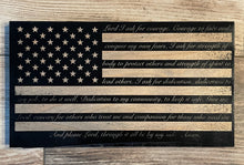 Load image into Gallery viewer, Law Enforcement Cop's Prayer Wood Flag, Wood Flag, American Flag, Cops Prayer, Law Enforcement Prayer, Wood Decor, Decor