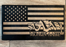 Load image into Gallery viewer, Molon Labe Wood Flag, Wood Flag, American Flag, Second Amendment, 2nd Amendment, AR15, Wood Decor, Patriotic Decor