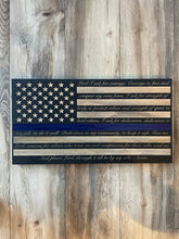 Load image into Gallery viewer, Law Enforcement Cop's Prayer Wood Flag, Wood Flag, American Flag, Cops Prayer, Law Enforcement Prayer, Wood Decor, Decor