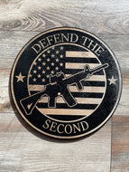 Defend the Second Round Sign, second Amendment, 2a, Pew Pew, Conservative, Republican, Patriot, Round Sign, Wood Sign, Fathers Day