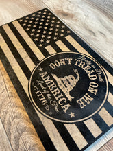 Load image into Gallery viewer, Don't Tread On Me Wood Flag, Dont Tread on Me, Wood Flag, Patriot, American Flag, Wood Decor, Wood Sign, Trump