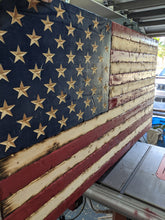 Load image into Gallery viewer, Rustic Wooden American Flag, Battle Worn and Distressed Wooden Flag, Wood Flag, American Flag, Home Decor, Office Decor, Wooden Flag