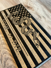 Load image into Gallery viewer, Join or Die Wood Flag, Dont Tread on Me, Join or Die, Wood Flag, Patriot, American Flag, Wood Decor, Trump, MAGA