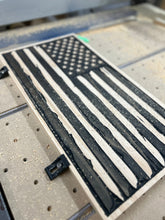Load image into Gallery viewer, Black Battle Worn Distressed Carved Wood Flag, Wood Flag, American Flag, American, Handmade, Wood Decor, Patriotic Decor, Wood Art