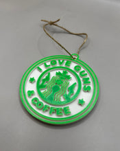 Load image into Gallery viewer, I Love Guns and Coffee Christmas Ornament, Christmas Gift, Christmas Decorations, Coffee, Starbucks, Guns, Veterans, Law Enforcement