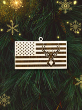 Load image into Gallery viewer, Deer American Flag Christmas Ornament, Patriotic Ornament, Christmas Ornaments, American Flag, Deer, Buck