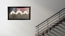 Load image into Gallery viewer, Rustic American Flag Mountain Flag, Mosaic Flag, Mountain Flag, Mountain Art, Handmade Gift, Wood Flag, Wall Art, Wood Art, Home Decor