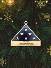 Load image into Gallery viewer, Folded Flag Memorial Ornament, Handmade Ornament, Personalized Ornament, Wood Ornament, Personalized Gift, Stocking Stuffer
