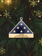 Folded Flag Memorial Ornament, Handmade Ornament, Personalized Ornament, Wood Ornament, Personalized Gift, Stocking Stuffer