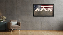Load image into Gallery viewer, Rustic American Flag Mountain Flag, Mosaic Flag, Mountain Flag, Mountain Art, Handmade Gift, Wood Flag, Wall Art, Wood Art, Home Decor