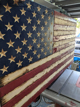 Load image into Gallery viewer, Rustic Wooden American Flag, Battle Worn and Distressed Wooden Flag, Wood Flag, American Flag, Home Decor, Office Decor, Wooden Flag
