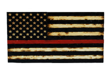 Load image into Gallery viewer, Thin Red Line Rustic Wooden American Flag, Battle Worn and Distressed Wooden Flag, Wood Flag, American Flag, Home Decor, Office Decor, Wooden Flag
