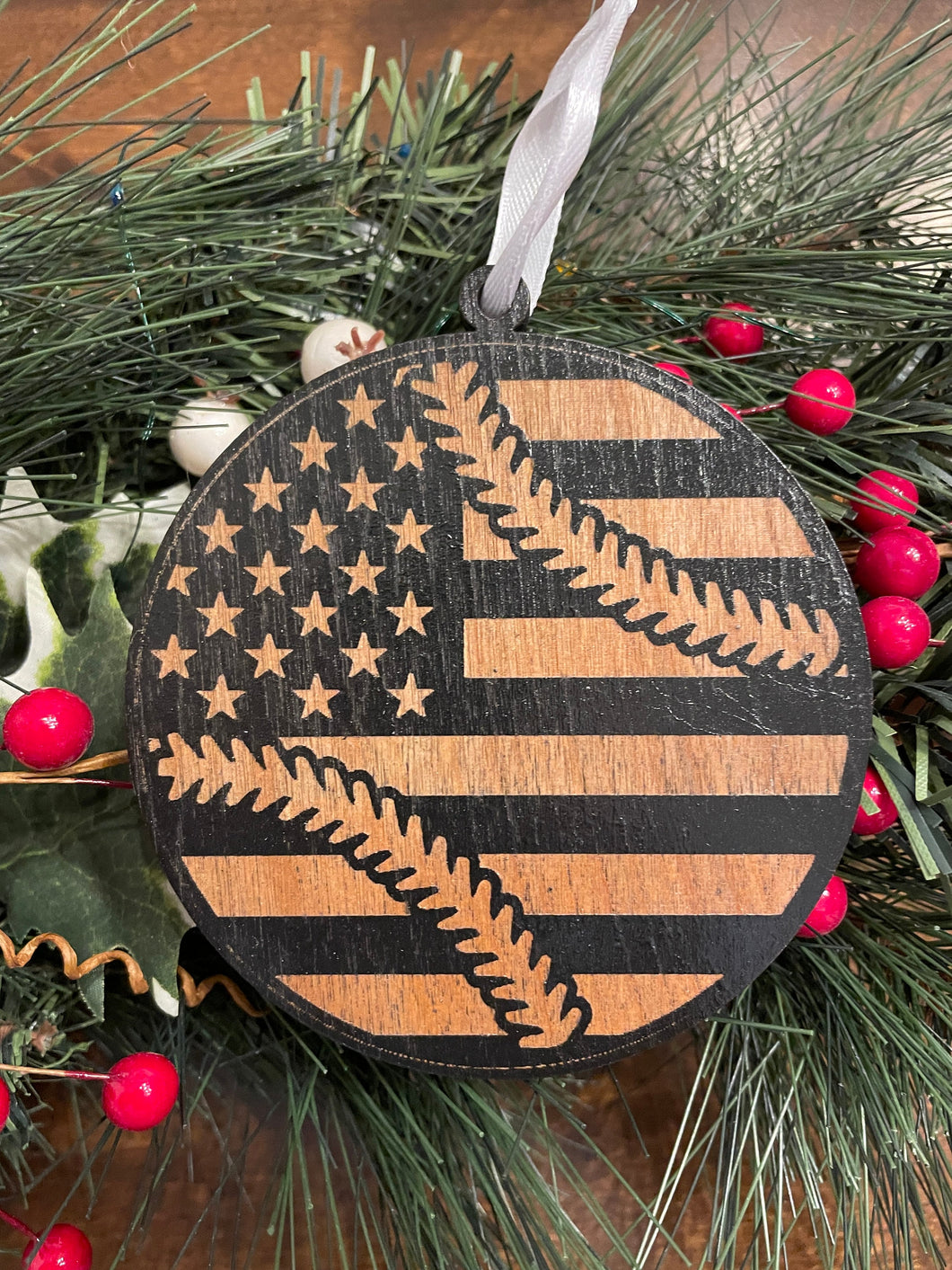 Baseball Flag Christmas Ornament, Flag Ornament, Baseball, MLB Ornament, Sports Ornament, Christmas Ornaments, Ornaments