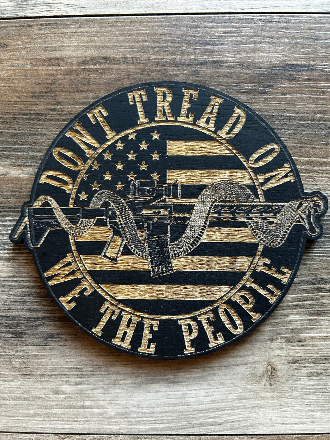 Second Amendment Round Sign, Don't Tread on Me Sign, Second Amendment, 2a, Pew Pew, Round Sign, Wood Sign