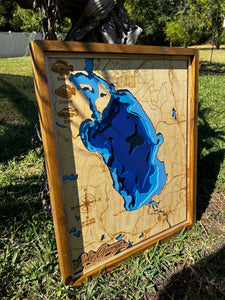 Lake George Map, Lake George Florida, Custom Wood Map, Wood Map, Custom 3D Lake Map, Lake House, Airbnb Decor, Realtor Gift, Custom City Map