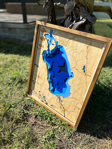 Lake George Map, Lake George Florida, Custom Wood Map, Wood Map, Custom 3D Lake Map, Lake House, Airbnb Decor, Realtor Gift, Custom City Map