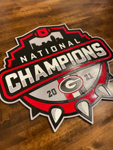 Load image into Gallery viewer, University of Georgia National Championship 2022 Football Wood Sign, UGA, Georgia, Wood Flag, American Flag, Football, National Championship
