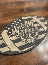 Load image into Gallery viewer, University of Georgia National Championship Football Flag Sign, UGA, Georgia, Wood Flag, American Flag, Football, National Championship

