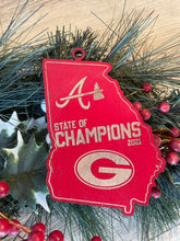 Load image into Gallery viewer, University of Georgia National Championship, Christmas Ornament, Atlanta Braves, World Series, Baseball, Football, Georgia
