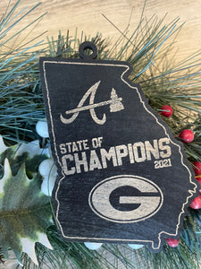 University of Georgia National Championship, Christmas Ornament, Atlanta Braves, World Series, Baseball, Football, Georgia