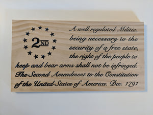 Second Amendment 2A Constitution CNC Wood American Flag