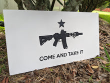 Load image into Gallery viewer, Come and Take It Wood Flag, Come and Take it, Wood Flag, American Flag, American, Handmade, Wood Decor, Patriotic Decor, Wood Art
