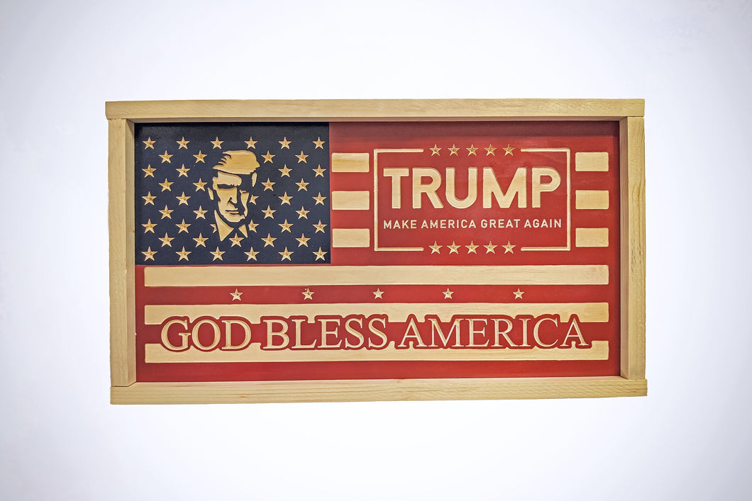 Trump 2020 God Bless America Wood Flag, Wood Flag, Rustic Wood Flag, Handmade Wood Flag, American Made Flag