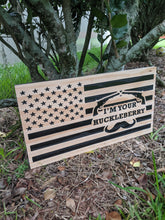 Load image into Gallery viewer, I&#39;m Your Huckleberry Wood Flag, Tombstone, Wood Flag, American Flag, American, Handmade, Wood Decor, Patriotic Decor, Wood Art
