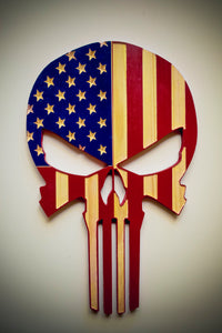 Punisher Skull Wood Flag, Punisher, Wood Flag, American Flag, Thin Red Line, Thin Blue Line, Patriotic Decor, Wood Decor, Wood Art