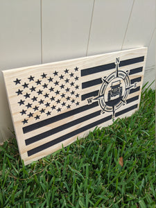Off Road Vehicle Wood Flag, American Flag , Offroad, Mountains, Compass, Outdoors, 4x4, Four Wheel Drive