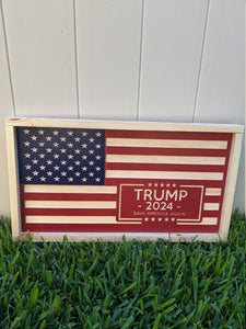Trump 2024 Save America Again Wood Flag, Trump, MAGA, Make America Great Again, Wood Flag, American Flag, American, Patriotic Decor