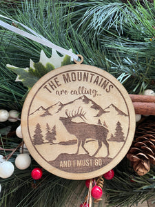 The Mountains Are Calling Christmas Ornament, Lets Go Brandon, Christmas Ornaments