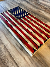 Load image into Gallery viewer, Red White and Blue Distressed Battle Worn Concealment Flag, Concealment Case, Wood Case, Gun Case, American Flag, Wood Flag, Storage, Hidden
