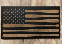 Load image into Gallery viewer, Baseball Bat Wood Flag, Baseball, MLB, Baseball Bat, Wood Bat, Wood Flag, American Flag, Patriot, Patriotic, Wood Decor
