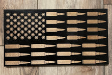Load image into Gallery viewer, Bullet Wood Flag, Wood Flag, American Flag, 2nd Amendment, 2nd Amendment, Bullet, Ammo,AR15, Wood Decor, Patriotic Decor

