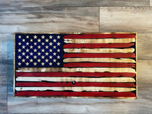 Load image into Gallery viewer, Red White and Blue Distressed Battle Worn Concealment Flag, Concealment Case, Wood Case, Gun Case, American Flag, Wood Flag, Storage, Hidden
