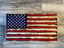 Load image into Gallery viewer, Red White and Blue Distressed Battle Worn Concealment Flag, Concealment Case, Wood Case, Gun Case, American Flag, Wood Flag, Storage, Hidden
