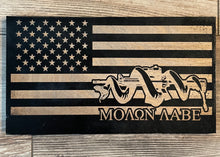 Load image into Gallery viewer, Molon Labe Wood Flag, Wood Flag, American Flag, Second Amendment, 2nd Amendment, AR15, Wood Decor, Patriotic Decor
