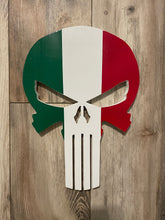Load image into Gallery viewer, Punisher Skull Italian Wood Flag, Punisher, Wood Flag, Italian Flag, Italy Flag, Italian Pride, Italian, Italy, Wood Decor
