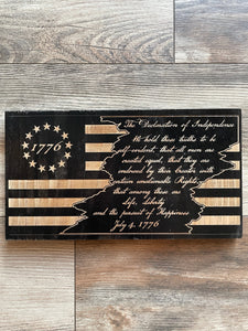 Betsy Ross Wood Flag, Declaration of Independence, 1776, Wood Flag, American Flag, Wood Decor, Decor