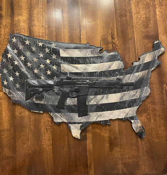 3D Wavy Draped United States AR15 Wood Flag, 3D, Wavy Flag, Wood Flag, Draped Flag, United States, USA, AR15, AR-15, American Flag, US Flag