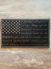 Load image into Gallery viewer, Pledge of Allegiance Wood Flag, Pledge of Allegiance, Wood Flag, American Flag, 2nd Amendment, Wood Decor, Home Decor, Office Decor
