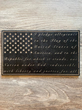 Load image into Gallery viewer, Pledge of Allegiance Wood Flag, Pledge of Allegiance, Wood Flag, American Flag, 2nd Amendment, Wood Decor, Home Decor, Office Decor
